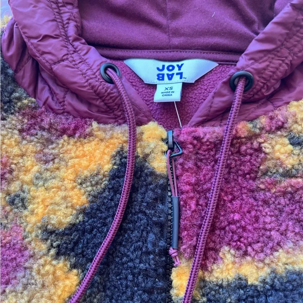 Joy Lab Sherpa Hoodie Marbled color NWT XS